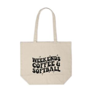 Weekends, Coffee, & Softball Custom Canvas Tote Bag